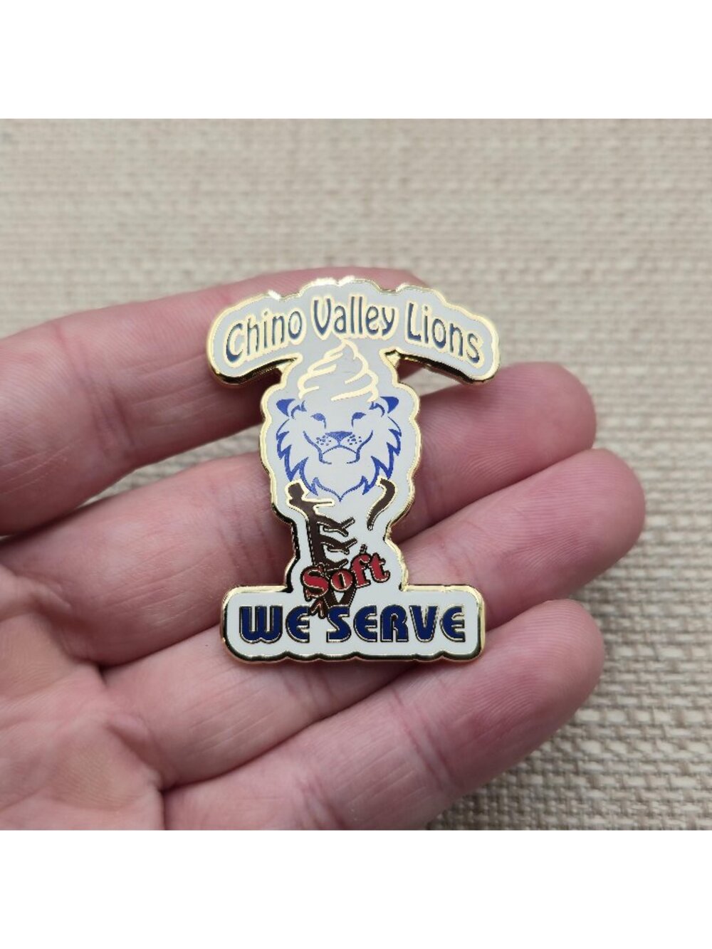 Chino Valley Lions Soft Serve Lion Mascot We Serve Enamel Pin A8453